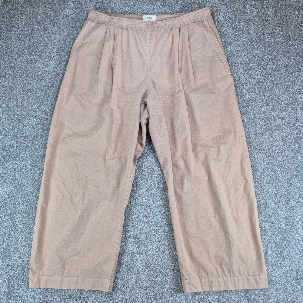 Marine Layer Barrel Leg Pants Womens XL Brown Kyra Poplin Pleated Elastic Waist